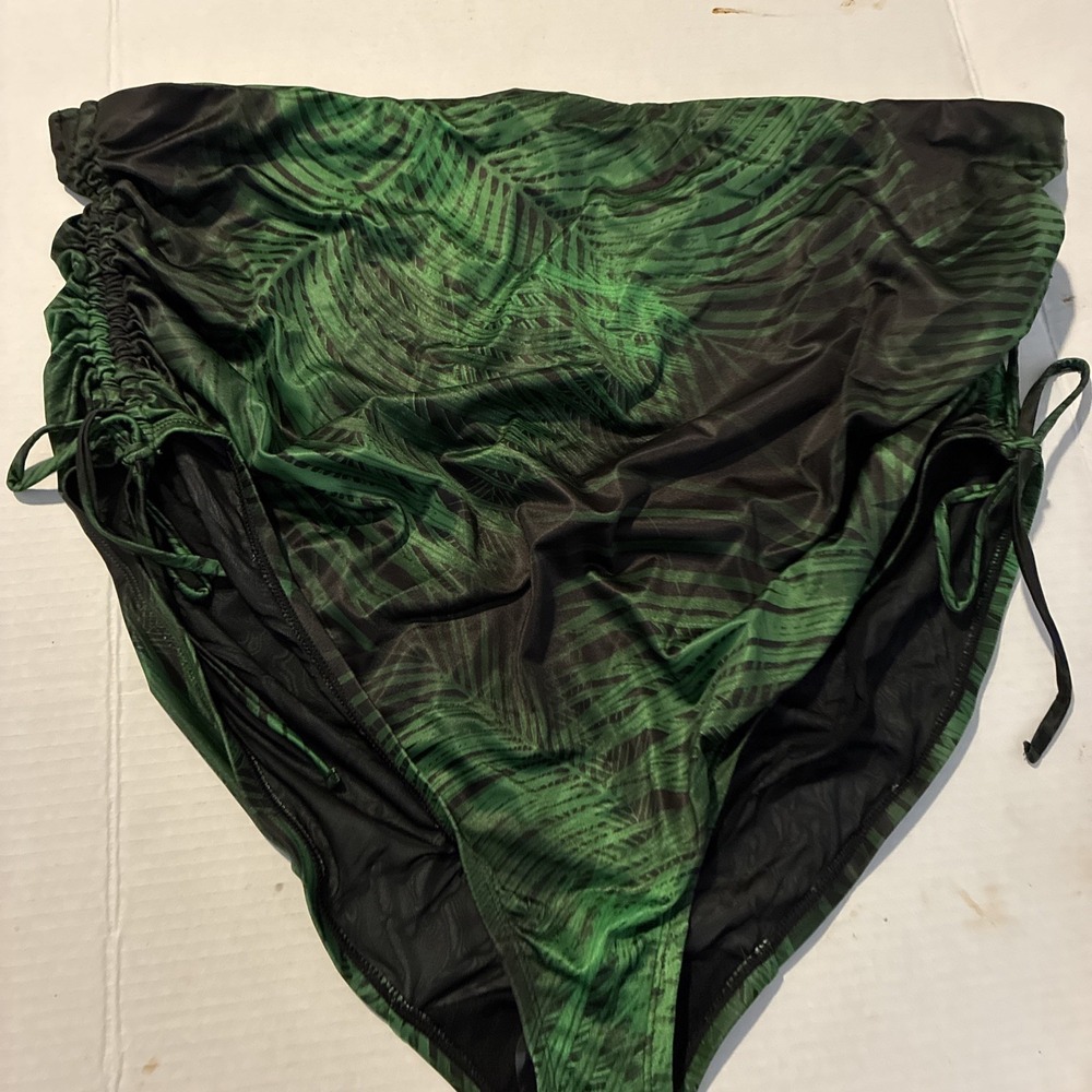 LANE BRYANT SWIM BREEZY PALM HIGH WAIST DRAWSTRING SWIM‎ BRIEF SZ 34